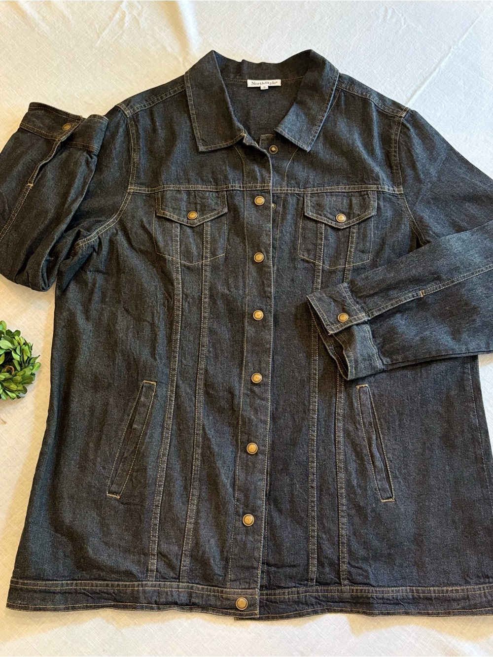 NorthStyle Black Denim Jean Trucker Jacket Sz 1X